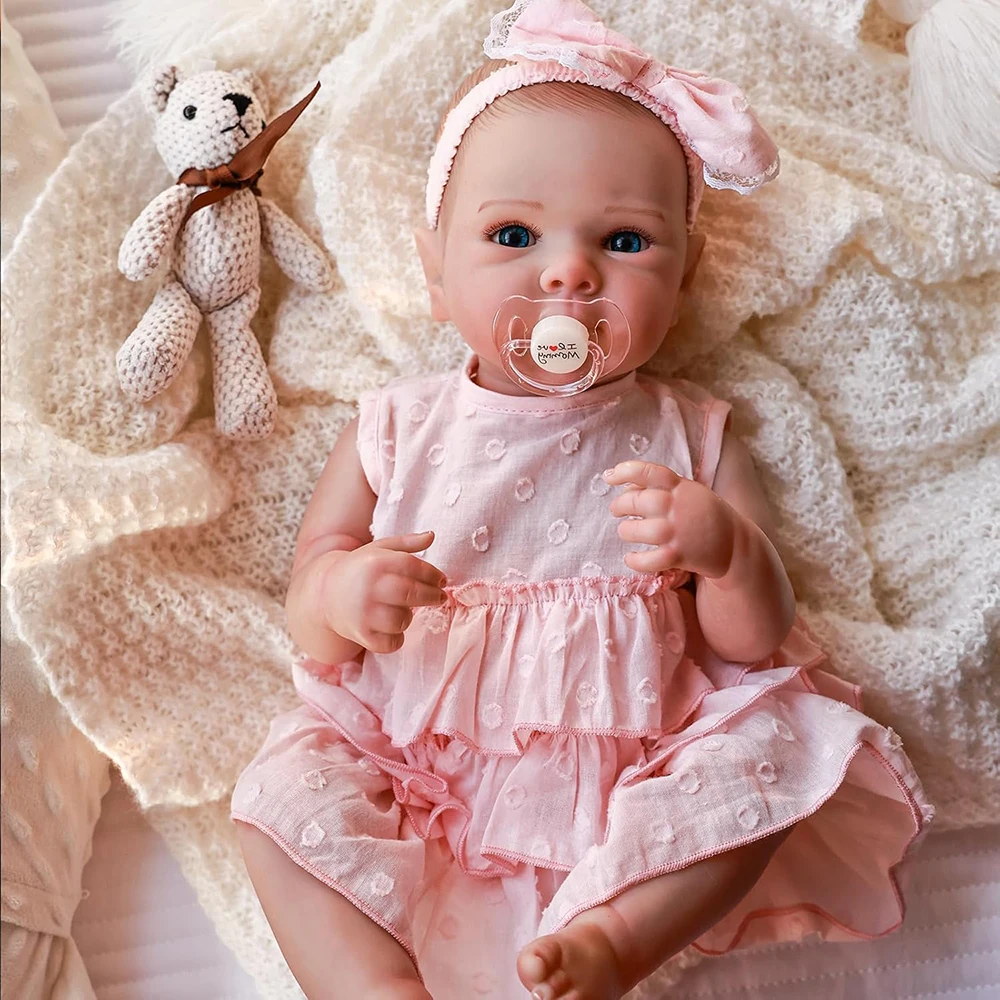 

Reborn Dolls Full Body Silicone 46cm Lifelike Soft Cute Real Baby Girl Realistic Newborn Doll Painted Hair Kid Toy Brithday Gift