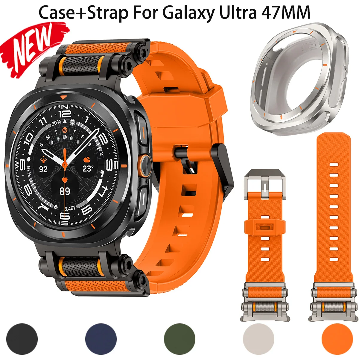 Capa + Pulseira 2 em 1 para Samsung Galaxy Watch Ultra 2025 47mm, Capa de Metal com Faixa de Borracha para Galaxy 7 Ultra, Estrutura Protetora e Brace