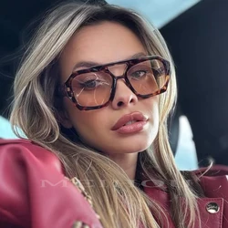 Popular Square Sunglasses Woman Vintage Retro Double Bridges Ladies Sun Glasses Female Black Shades Eyewear UV400