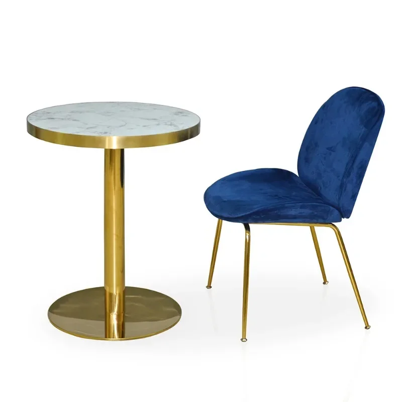 Light luxury dining table, cylindrical edge banded marble dining table Minimum order of 5