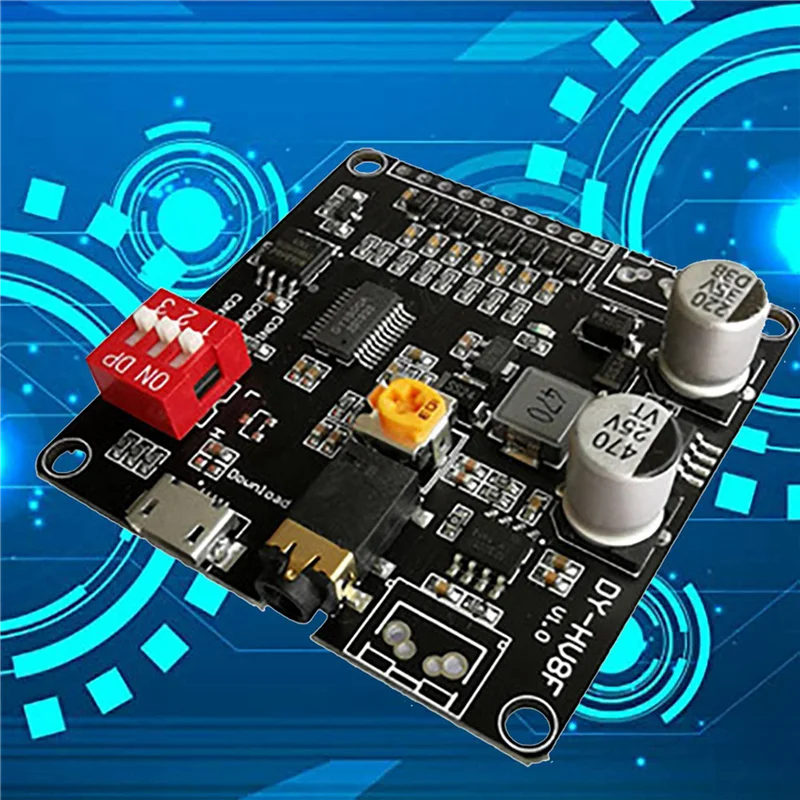 ABZZ-2X DY-HV8F وحدة تشغيل الصوت 12 فولت/24 فولت الزناد التحكم في المنفذ التسلسلي 10 واط/20 واط مع 8 ميجابايت تخزين فلاش مشغل MP3