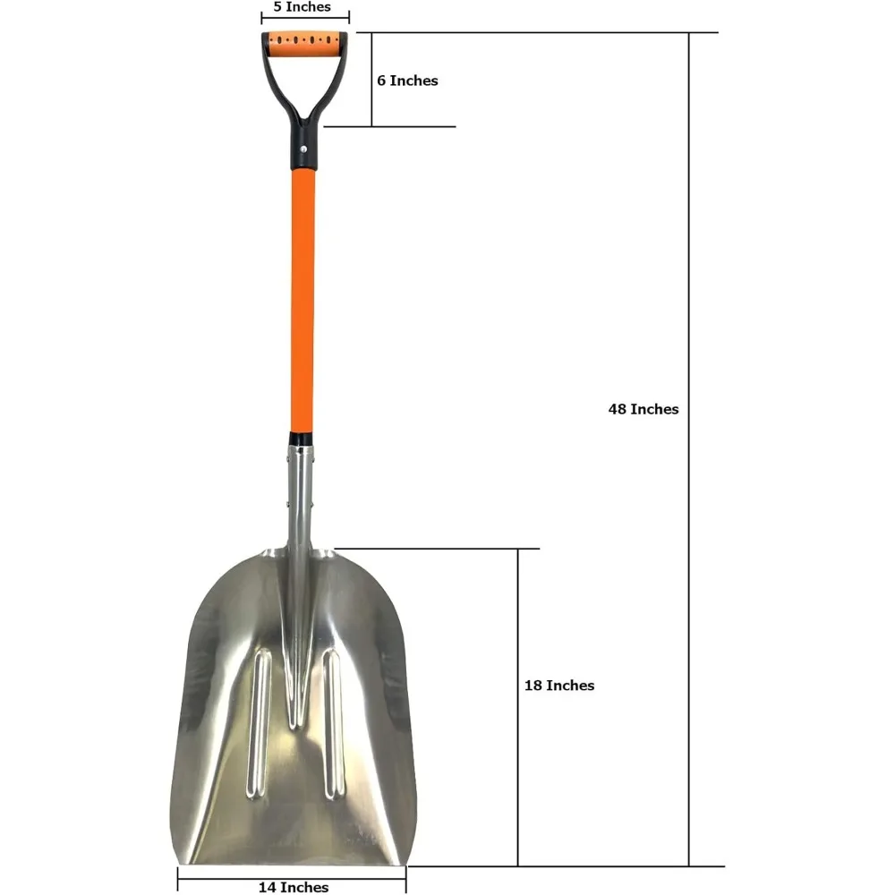 Aluminium 48 inch Snow Shovel with Large Head and Durable Handle. (Scoop Shovel, 2 Pack)