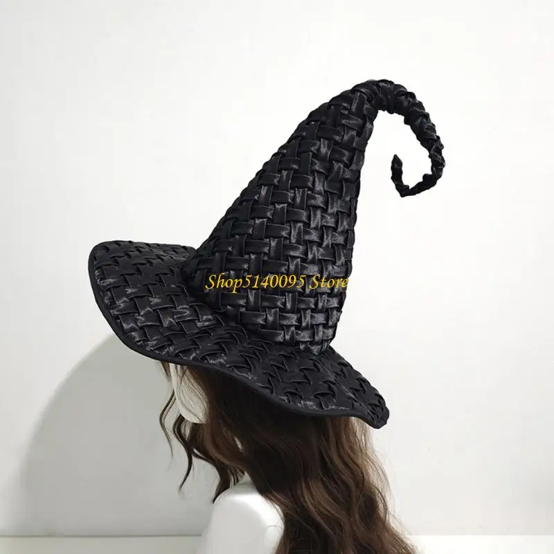 DXAE Halloween Wizard Hat Large Black Witches Witch Hat Twist Witch Caps Fashion Pointed Hat Halloween Cosplay Costumes