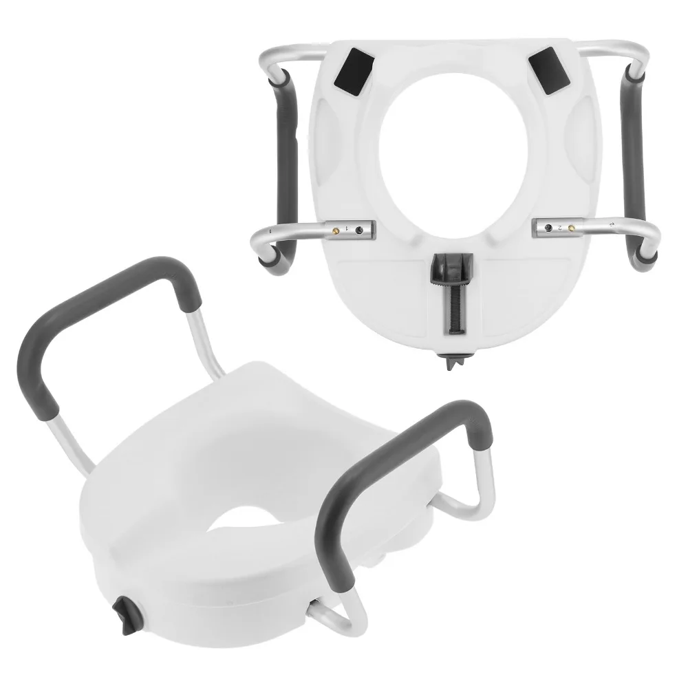 

Raised Toilet Seat with NonSlip Adjustable Armrest Bathroom Supplies for Seniors Pregnant Women