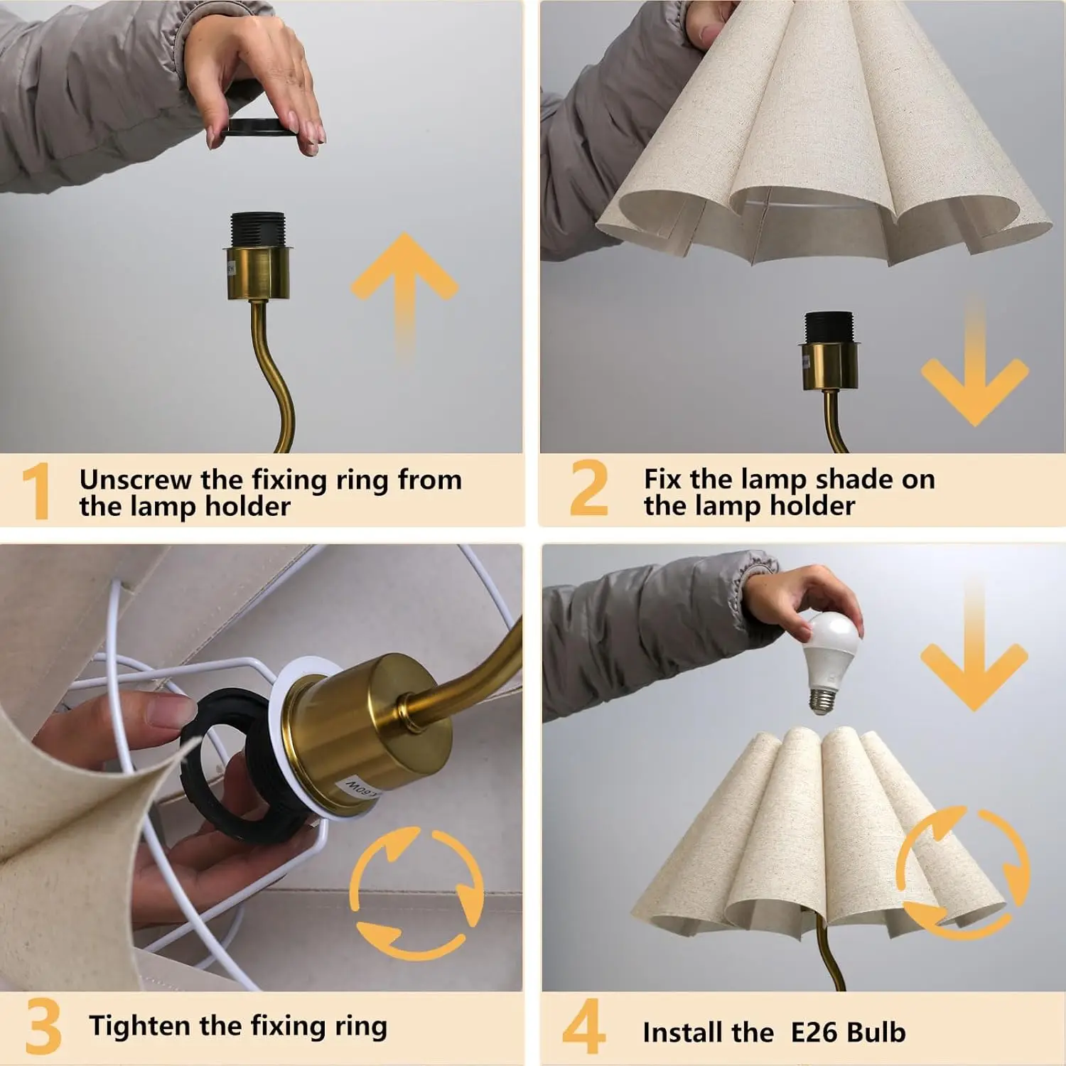 Modern Mini Desk Lamp with Umbrella Fabric Shade for Bedroom, Home Office Decor