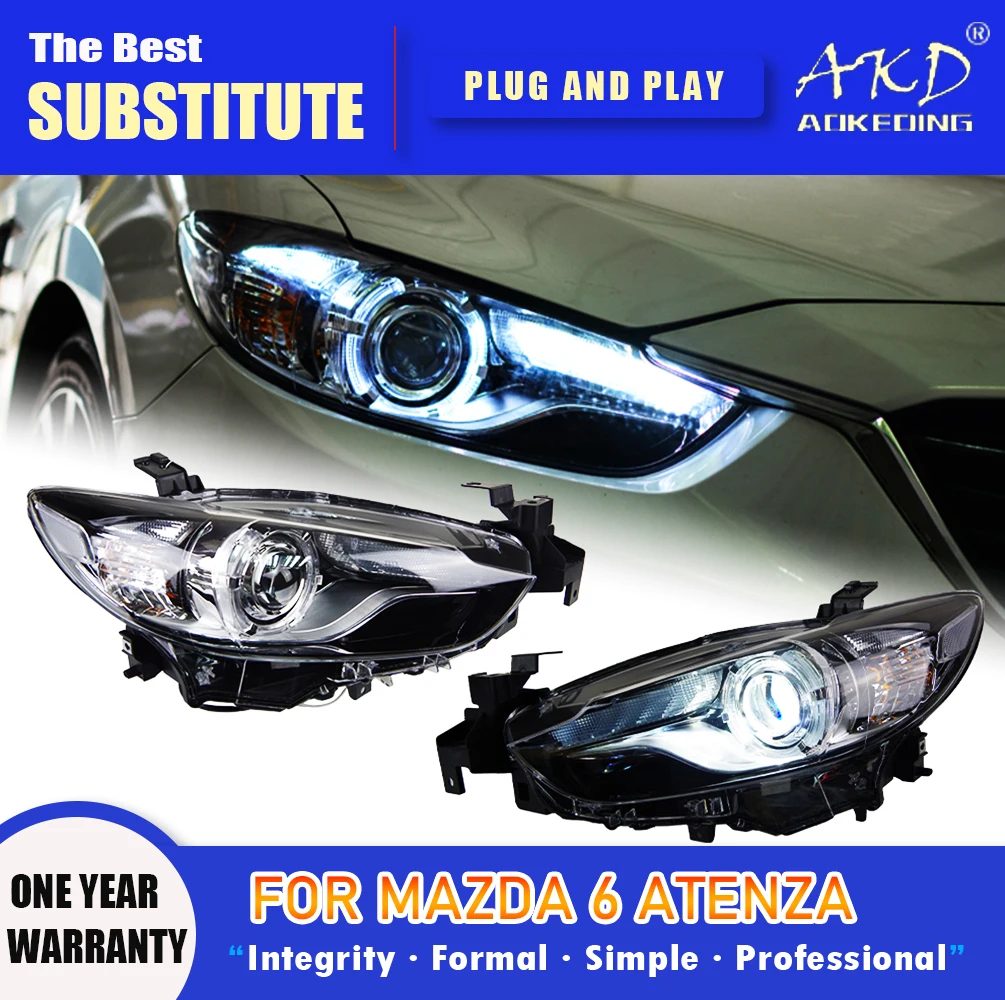 

AKD Head Lamp for Atenza LED Headlight 2013-2017 Headlights Mazda 6 Mazda6 DRL Turn Signal High Beam Angel Eye Projector