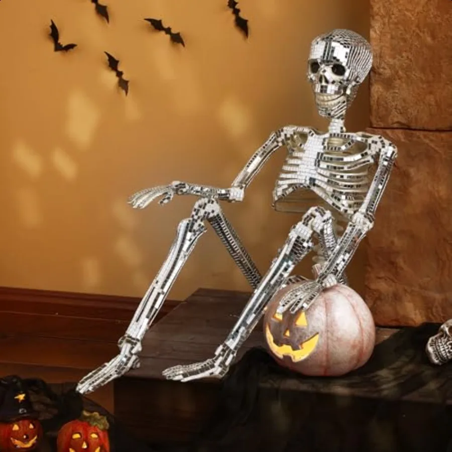 

36 Inch DIY Halloween Disco Skeleton Kit Halloween Skeleton Decor for Disco Party Graveyard Decorations Haunted House Accories