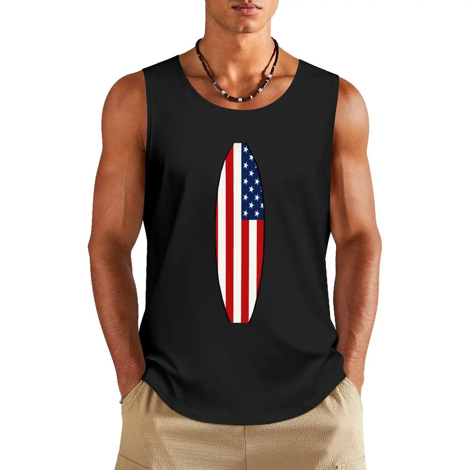 Surfboard (American Flag) Tank Top sleeveless vest men sleeveless man shirts sleeveless shirts