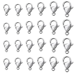 50Pcs/Lot Never Fade Stainless Steel 9/10/11/12/13/15mm Lobster Clasp Hooks Connector for DIY Bracelet Necklace Jewelry Supplies