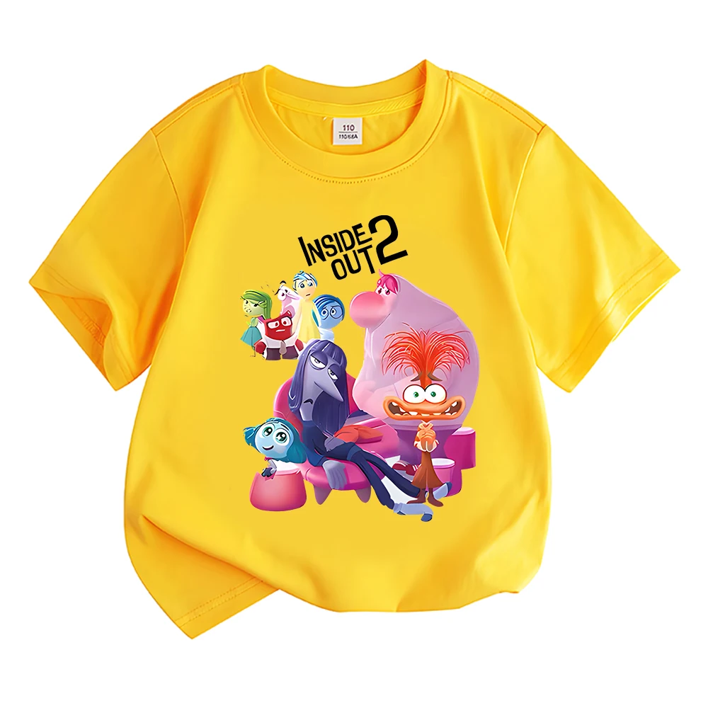 Hot Anime Movie Inside Out 2 Cartoon Boys Girls T-shirt Teenager Outfits Tee Shirt Kids Clothes Children Short Sleeve T Shirts