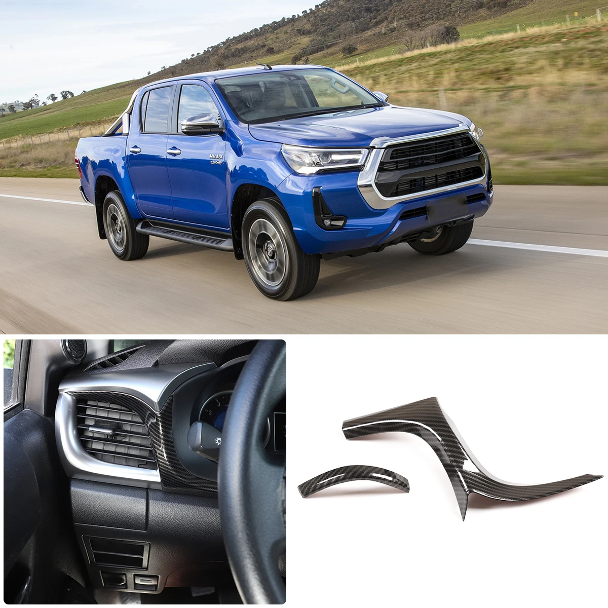 

2pcs set For Toyota Hilux 2015-2021 car styling side air outlet trim sticker ABS car interior modification accessories