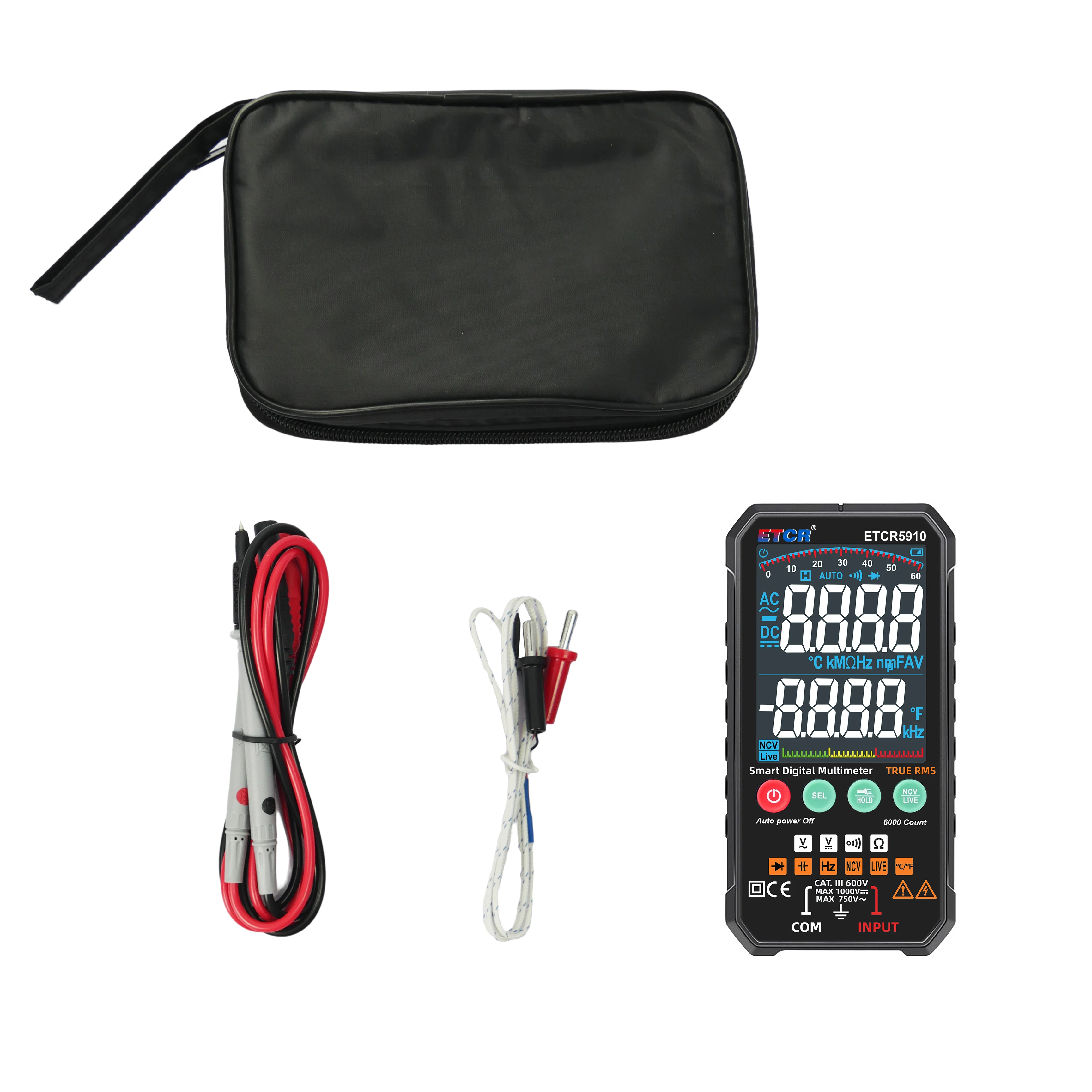 5910 NCV مقياس درجة الحرارة المتعدد لصيانة كهربائي HVAC مقياس متعدد رقمي ذكي #6