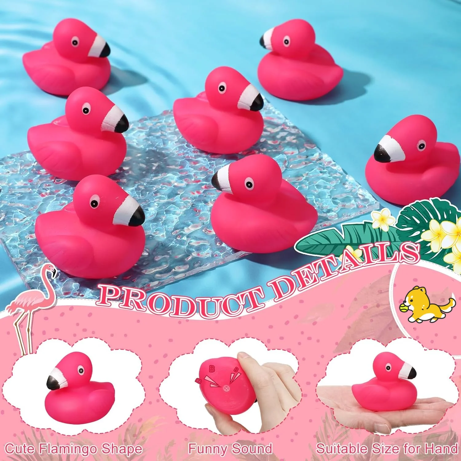 50 Stuks Roze Flamingo Rubber Eendjes Bulk Flamingo 'S Bad Speelgoed Drijvend Piepen Flamingo Speelgoed Vakantie Rubber Eenden Voor Douchefeest