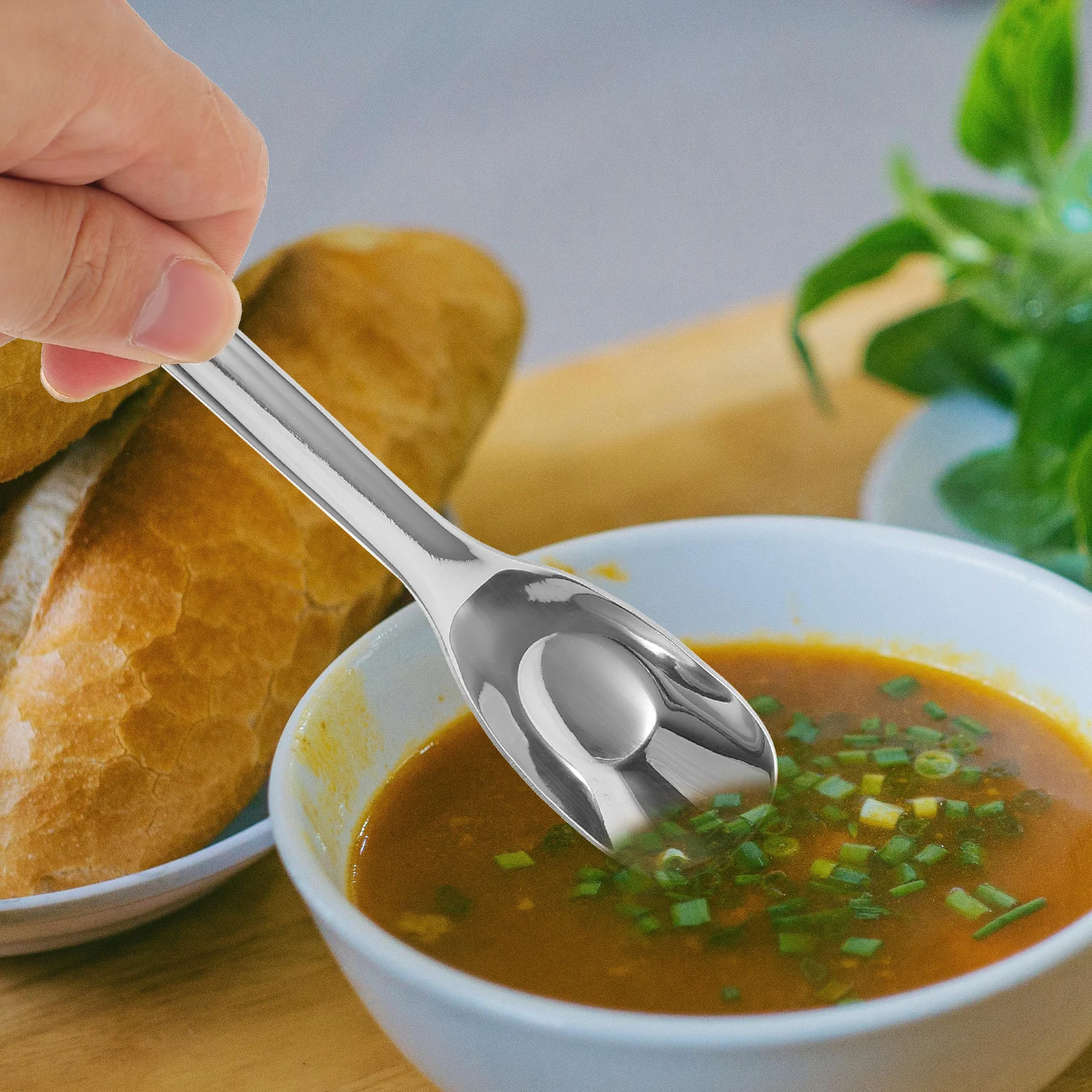 

4Pcs Stainless Steel Soup Spoons Kitchen Utensils Polished Surface Easy Clean Commercial Household Use