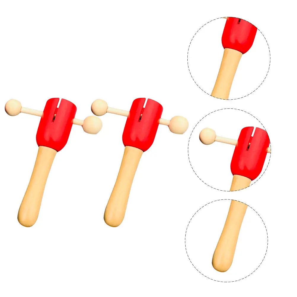 

2Pcs Baby Wooden Handbell Creative Musical Instrument Enhancing Infant Hearing Hand Eye Coordination Baby Handbell