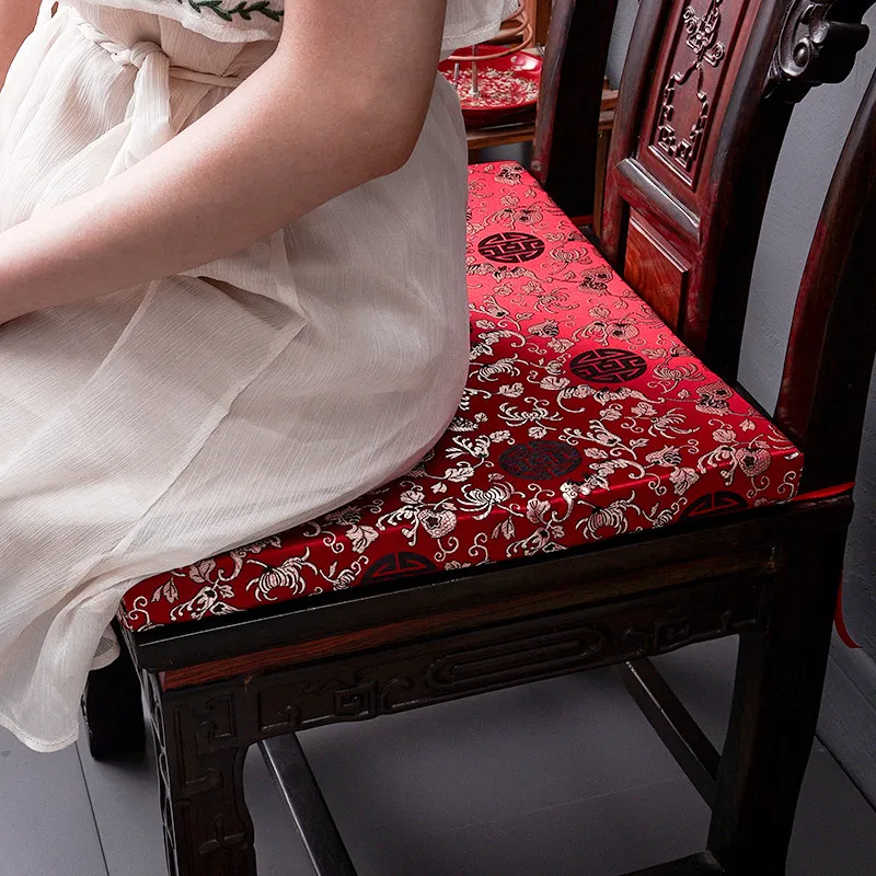 Chinese Classical Solid Wood Home Dining Chair Cushion Mahogany Furniture Cushion Taishi Chair Seat Pad Removable and Washable