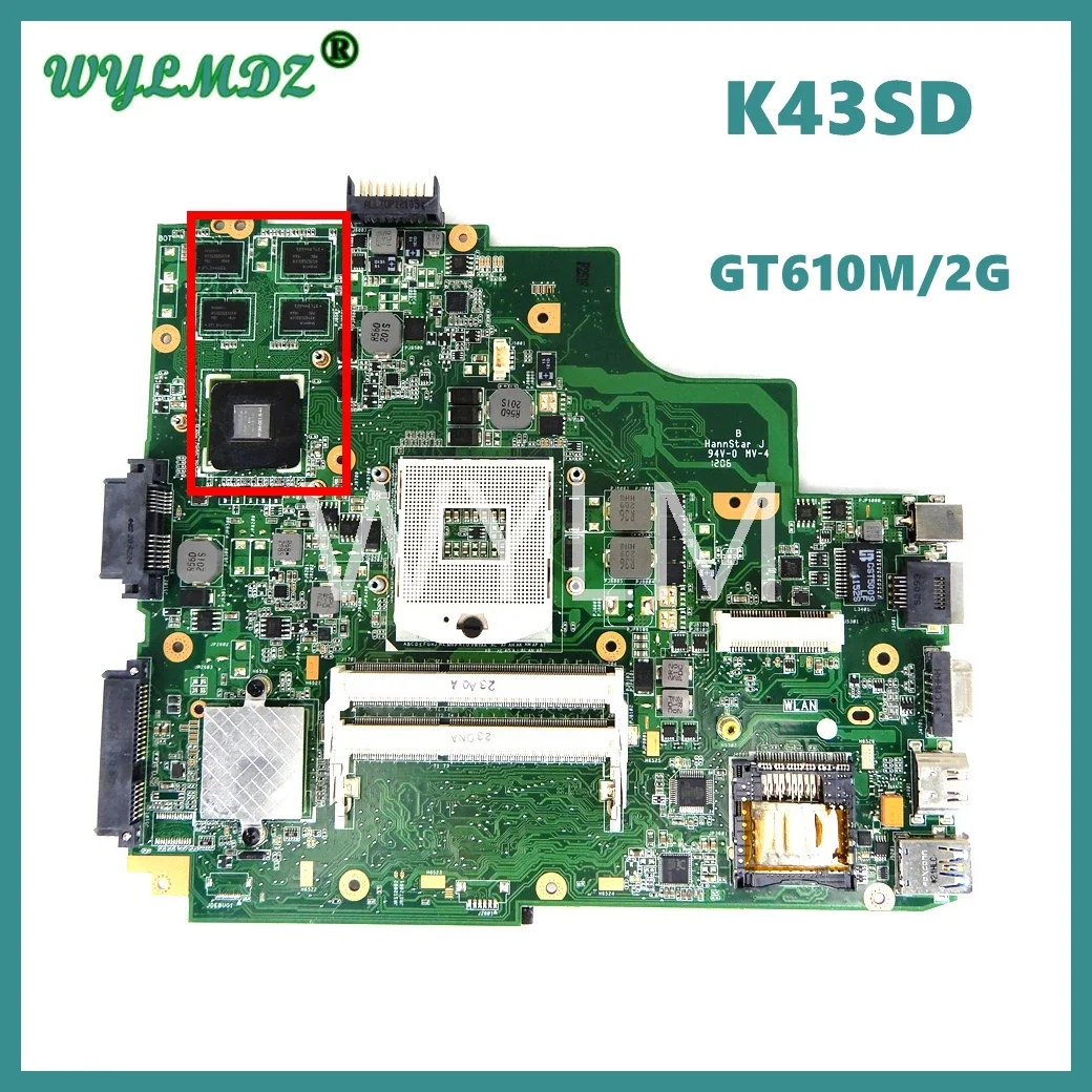 K43SD UMA or GT610M/2G Laptop Motherboard For ASUS X43S K43S A43S P43S A43SD K43SD A43S A84S K43SD A83S K43E Notebook Mainboard