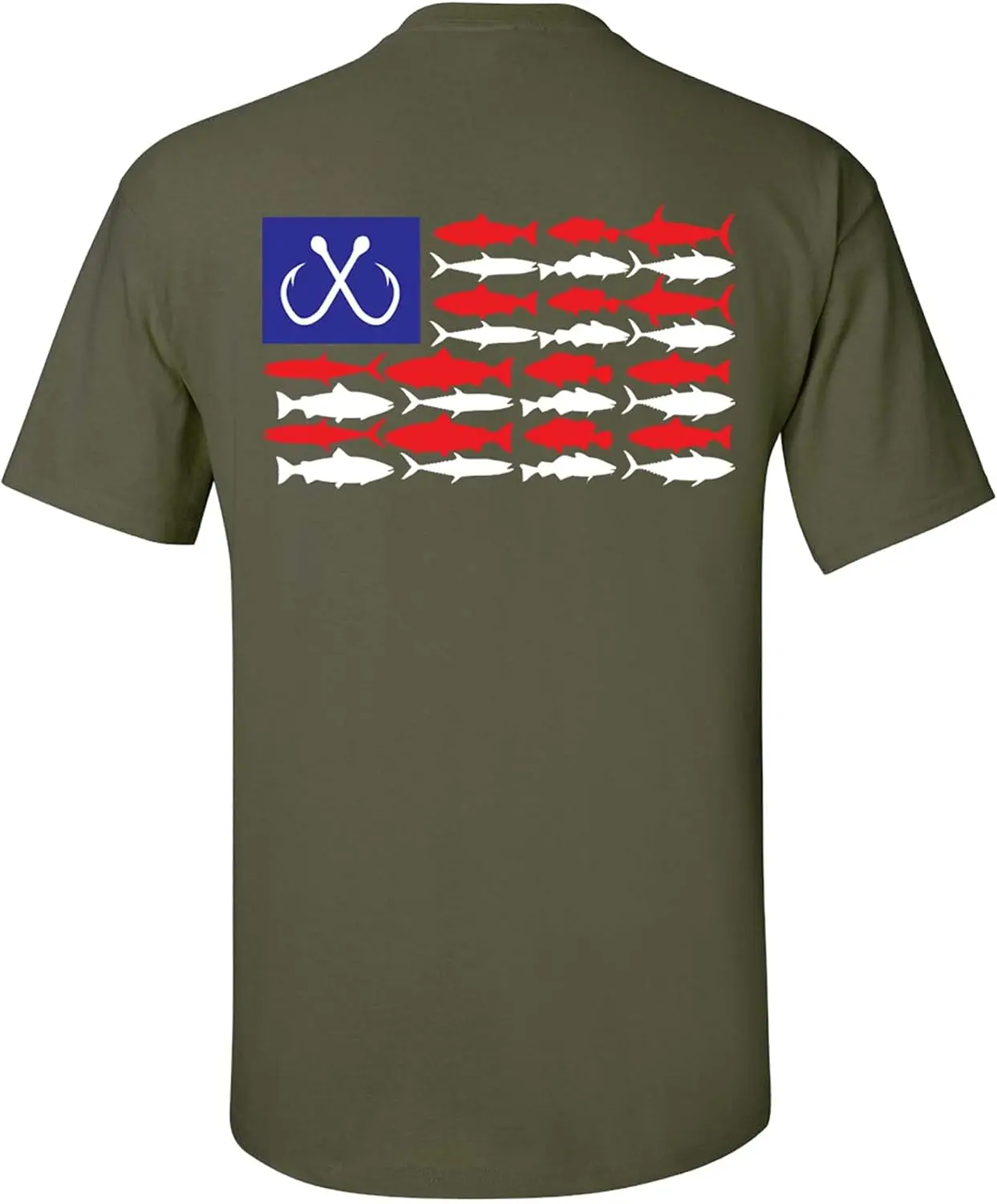 Patriotic Salt Water Fish American Flag USA Saltwater Fishing Outdoors Men's Short Sleeve T-Shirt