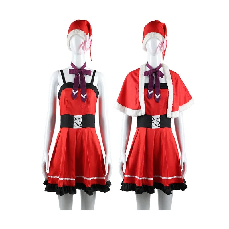 

Anime OSHI NO KO Hoshino Ai Chiristmas Uniform Red Suit Dress Shawl Women Girls Halloween Party Performance Cosplay Costume