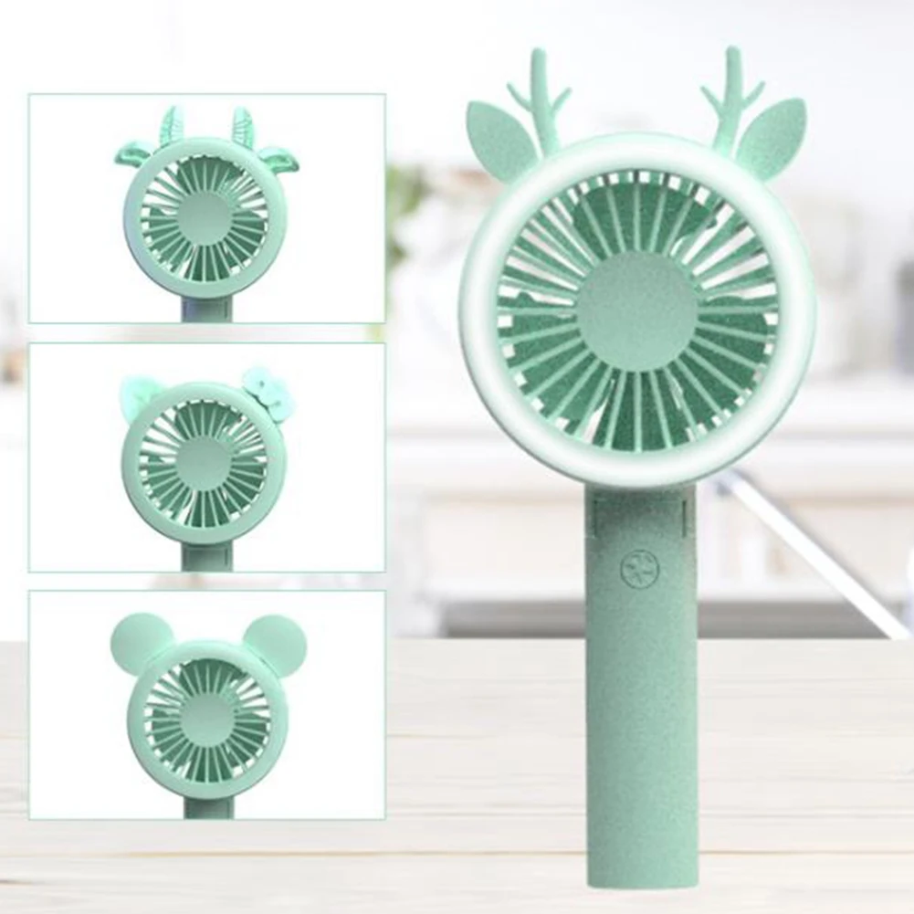 Rechargeable Fan Air Cooler Operated Hand Held USB Solid Color Hand Portable Desktop Home Office Fan,Green