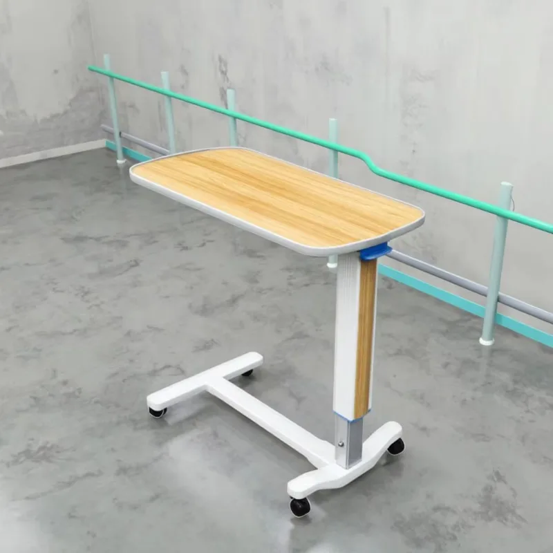 طاولة سرير مستشفى واسعة قابلة للتعديل على عجلات مع إطار فولاذي بتصميم حديث وطاولة بجانب السرير مرنة #4