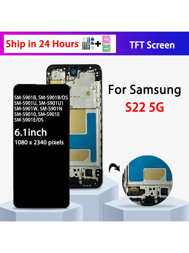Ekran wyświetlacza S22 + Ramka do Samsung S22 5G S901B S901U S901W S901N S901E Wyświetlacz LCD Ekran Dotykowy Digitizer Zespół — zdjęcie produktu 7