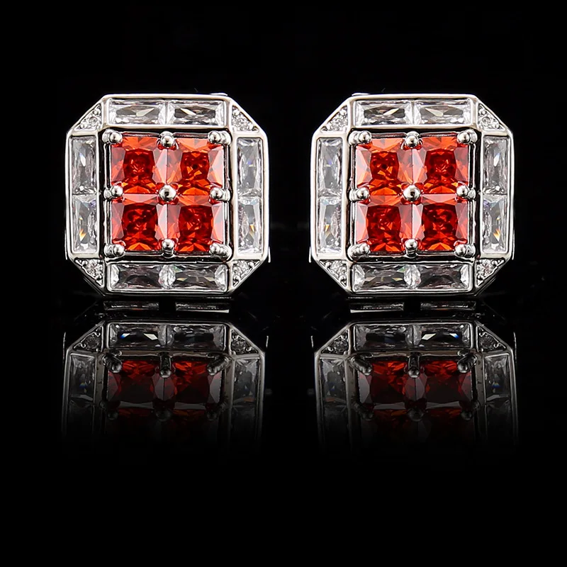 Men's business formal platinum black square crystal cufflinks, male retro palace British wind French shirt button