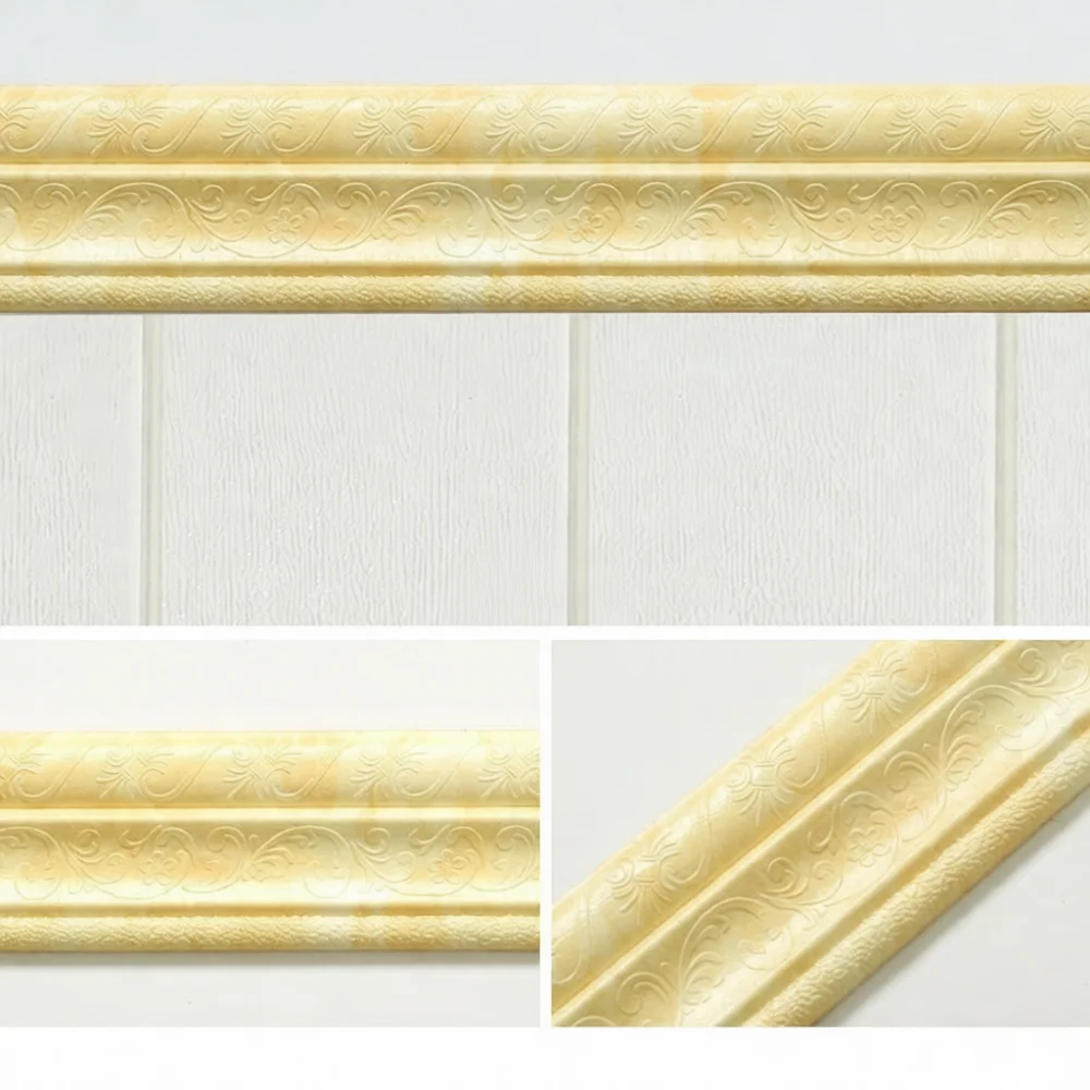Decorative Wallpaper Border 3D Self Adhesive Wall Trim Embossed Molding Strip Waterproof Home Furniture Edge Lining