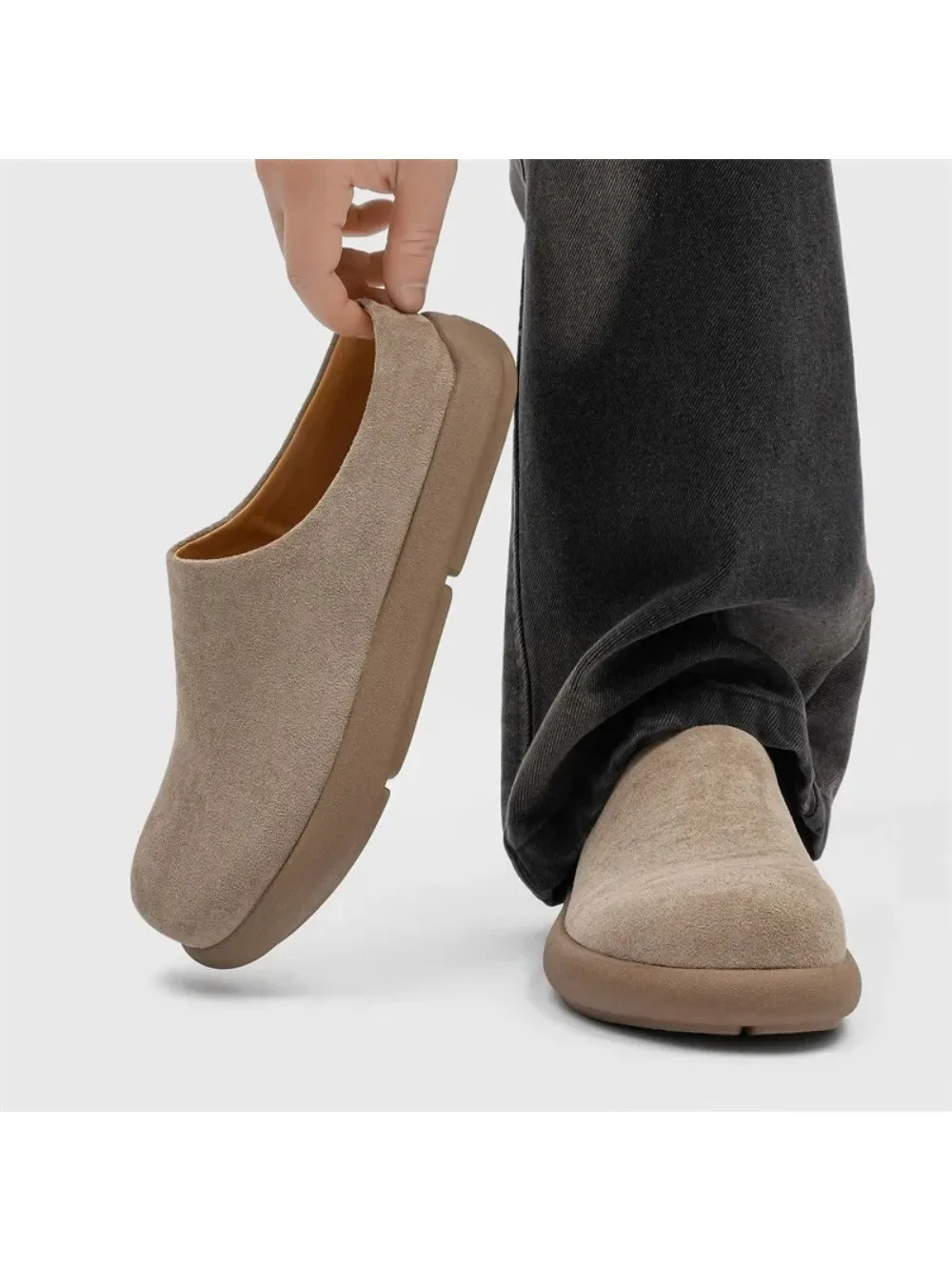 

Парные домашние и уличные тапочки-шлепанцы (полусандалии) женские, удобные, из резины, серые, размер L