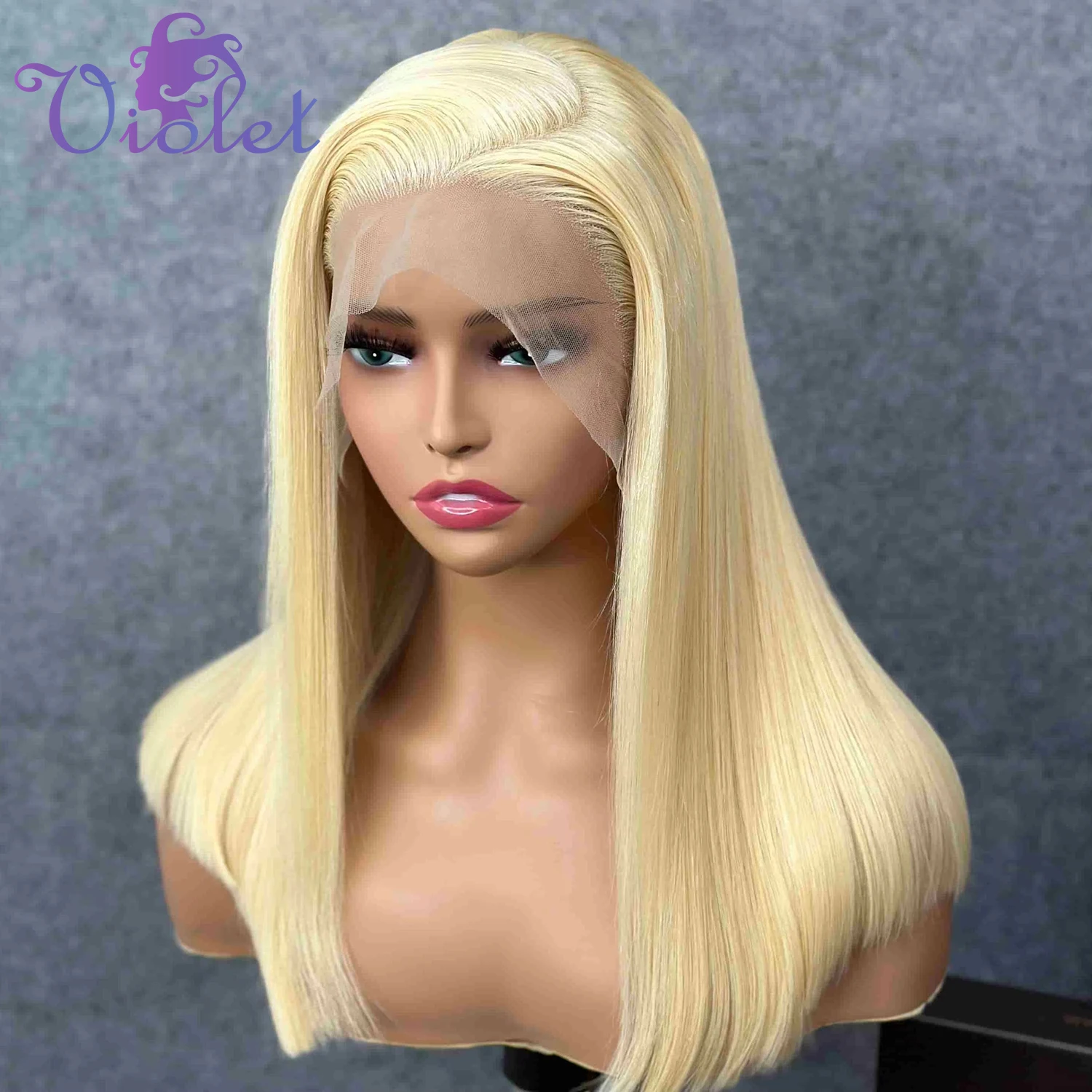 

200% #613 Bob Honey Blonde Straight Blonde 13x4 Lace Frontal Wigs HD Transparent Brazilian Pre Plucked Lace Front Human Hair Wig