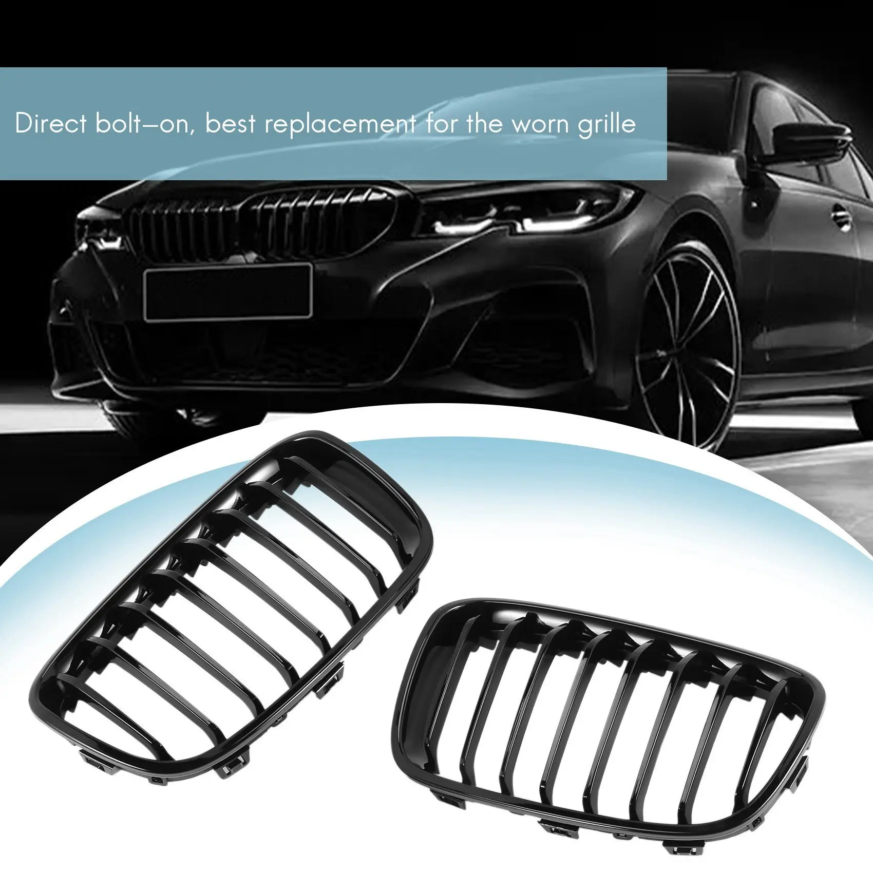 #27Y Bright Black Front Kidney Grill Grille For Bmw F20 F21 1 Series,front grill,(ABS)