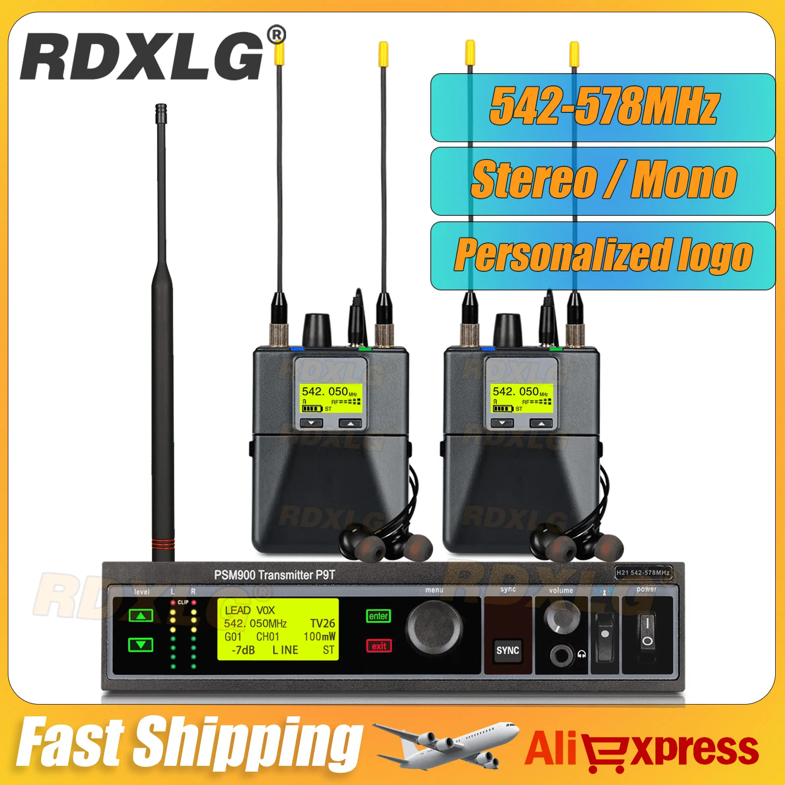 PSM900 Wireless InEar Monitoring System P9T Transmitter P10R Receiver Stage Recording Studio Stereo Monitoring System 542-578MHz
