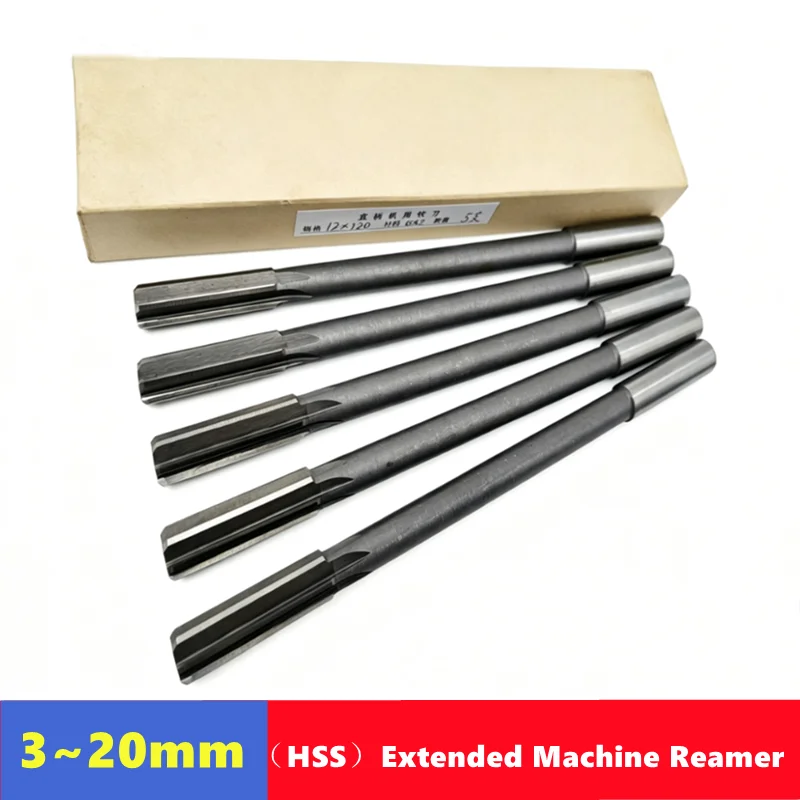 100, 200, 300, 400mm Total Length HSS H7 Extended Straight Shank Machine Reamer 3-20mm, Suitable for Mechanical Chuck Reamers