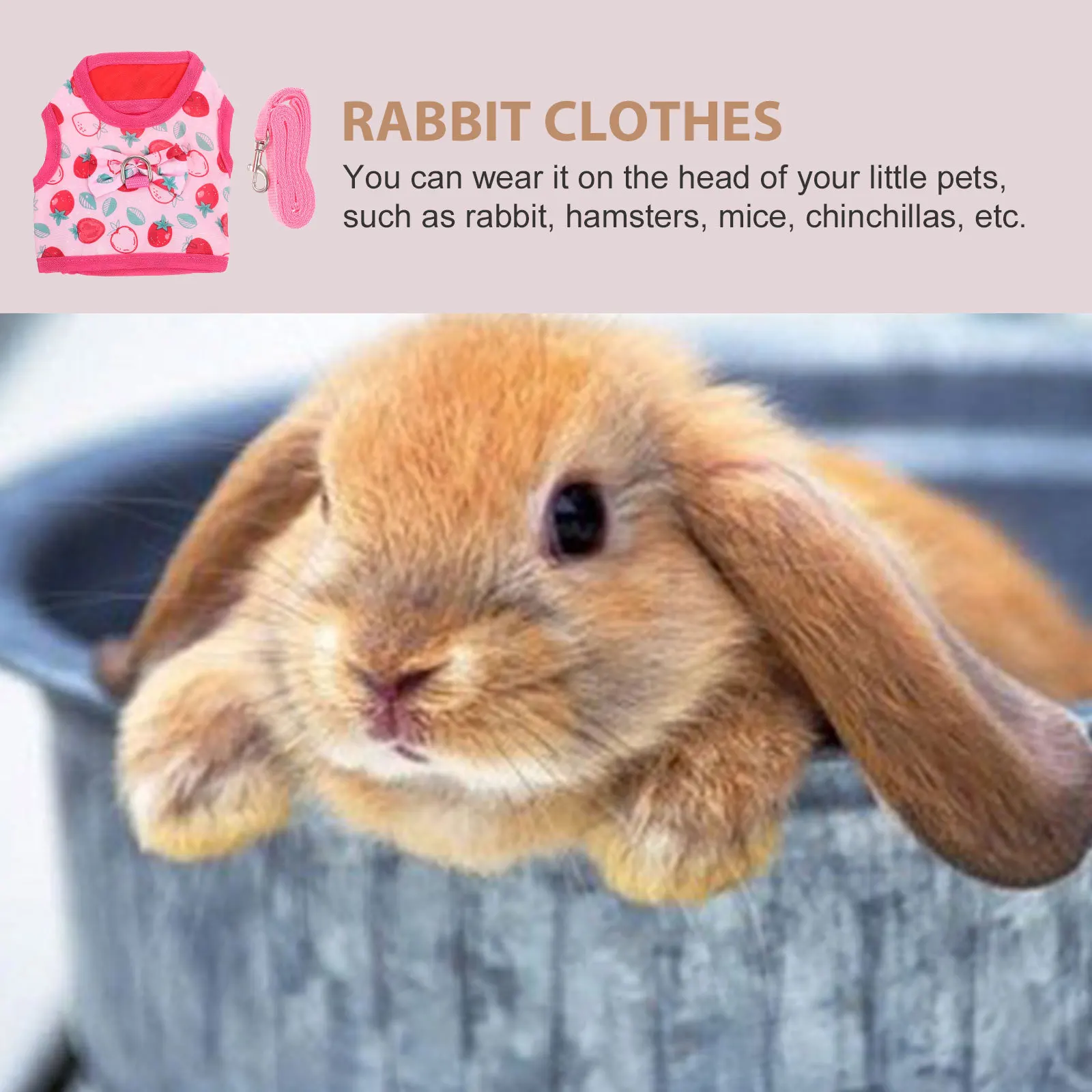 

1Set Pet Harness and Leash Set Rabbit Clothes Decorative Small Pets Adjustable Comfortable Traction Rope for Outdoor Walking