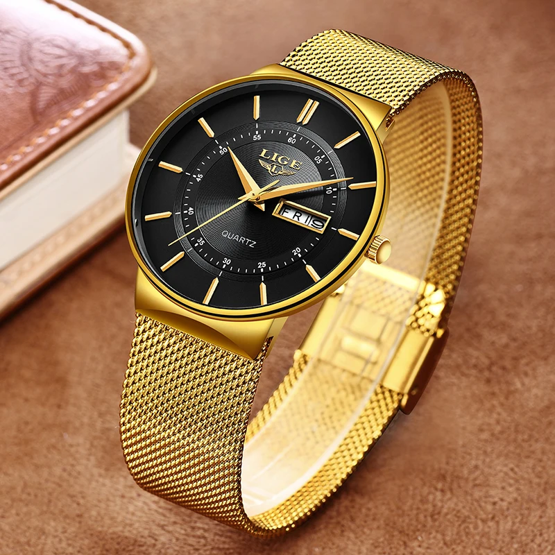 LUIK 2024 Luxe Heren Horloges Waterdicht Ultra Dunne Datum Klok Mannelijke Stalen Band Casual Quartz Horloge Mannen Sport Polshorloge Man
