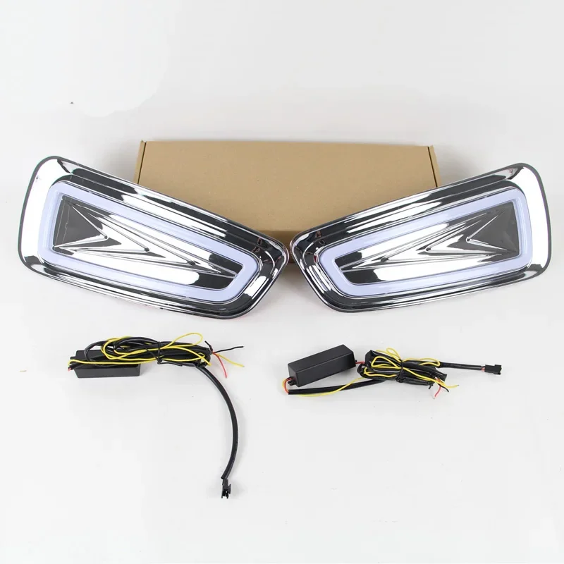 Car LED DRL Daylights For Ford Raptor SVT F-150 2010-2014 Yellow Turn Signal Daytime Running Headlamps Auto Driving Lamp Foglamp