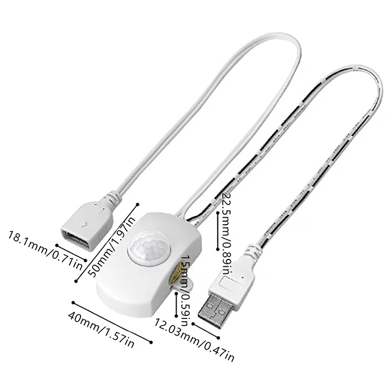 Sensor de Movimento Interruptor para Fita LED, USB, 5-24V, 5A, DC 5-24V, Inteligente, Sensor, Detector, Interface Automática, Preto