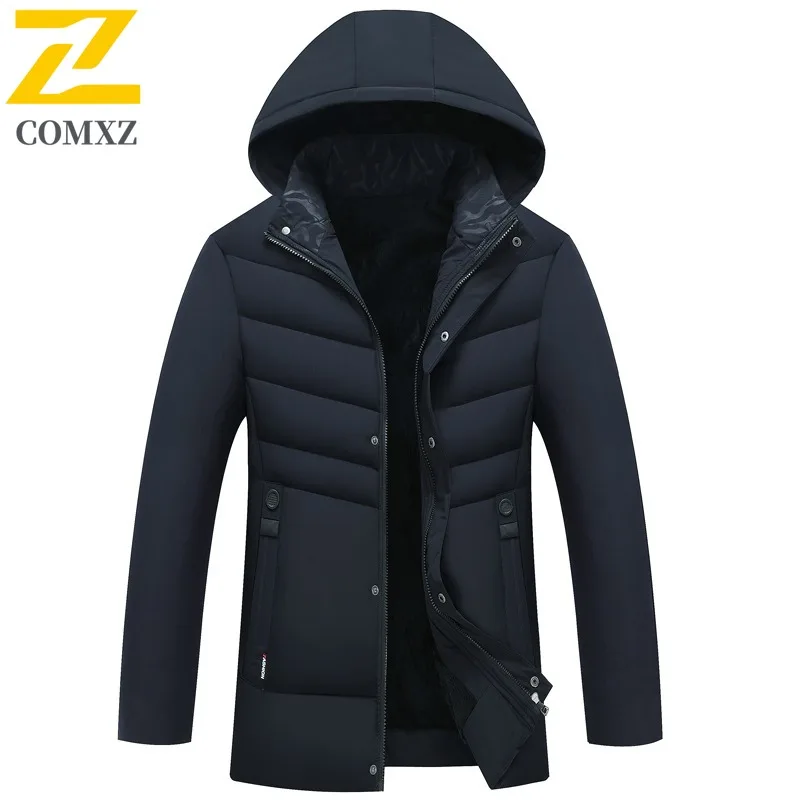 

COMXZ офисная мужская стеганая куртка классическая легкая парка с капюшоном повседневная удобная морозостойкая зимняя одежда на каждый день
