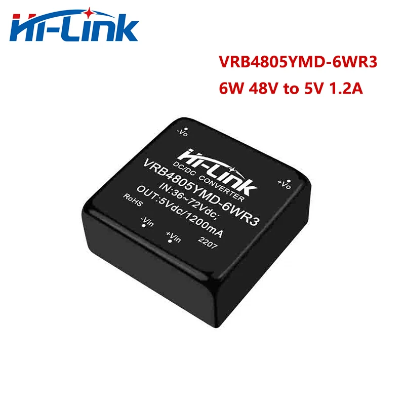 Hi-Link Small Size 2pcs/lot New VRB4805YMD-6WR3 6W 48V to 5V 1.2A DC DC Power Supply Intelligent Module Consumer Electronic