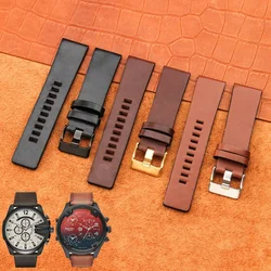 Genuine Leather Watch Band for Diesel Dz4323 1657 4343 Dz7408 7406 4318 with Nail Watchband Accessories 24 26 28mm Watch Strap