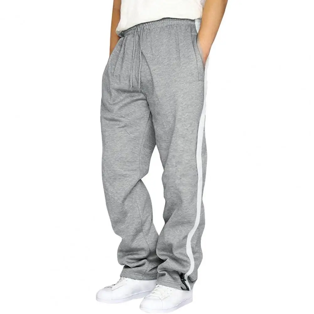 

Elastic Waist Sweatpants Men's Loose Fit Side Stripe Sport Pants with Drawstring Waist for Gym Training Jogging Soft Breathable