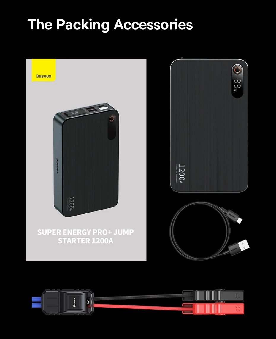 Baseus 1200A Auto Starthilfe Power Bank 12000 mAh Auto Batterie Booster für Diesel Benzin Auto Notstartgerät – Detail 22