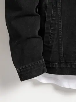 Men's Denim Jacket for Spring and Autumn. Black-Collar Denim Coat. Suitable for Daily Casual Wear. Stylish, Simple and Trendy. 6 Men's Denim Jacket for Spring and Autumn. Black-Collar Denim Coat. Suitable for Daily Casual Wear. Stylish, Simple and Trendy. 6