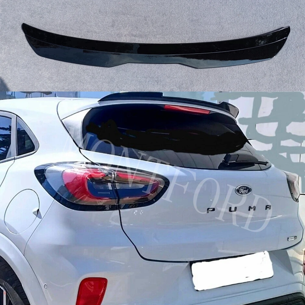 Super High GLOSS BLACK REAR SPOILER EXTENSION WING FOR FORD PUMA NEW SHAPE ABS Hatchback Spoiler Car Lip Spoiler