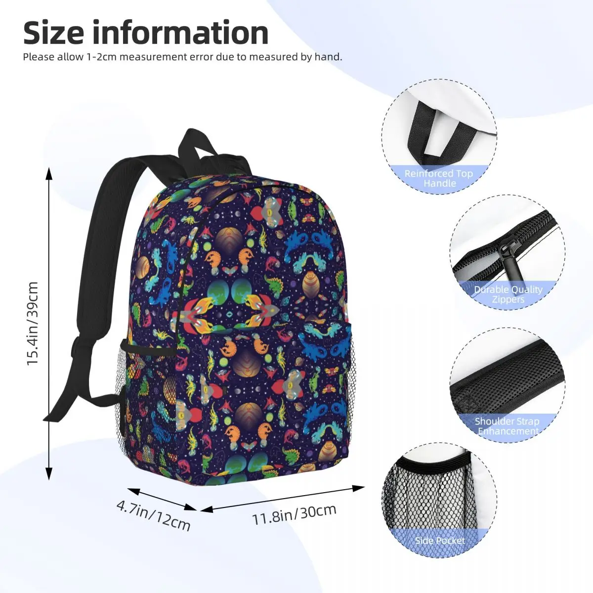 Space Dinosaurs & Constellations Backpacks Teenager Bookbag Students School Bags Laptop Rucksack Shoulder Bag Large Capacity