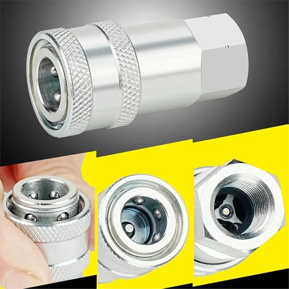 

ABZT 2sets Hydraulic Quick Connect Coupler NPT1/4 Hydraulic Quick Connect Coupler Fittings with Dust Cap Couplers