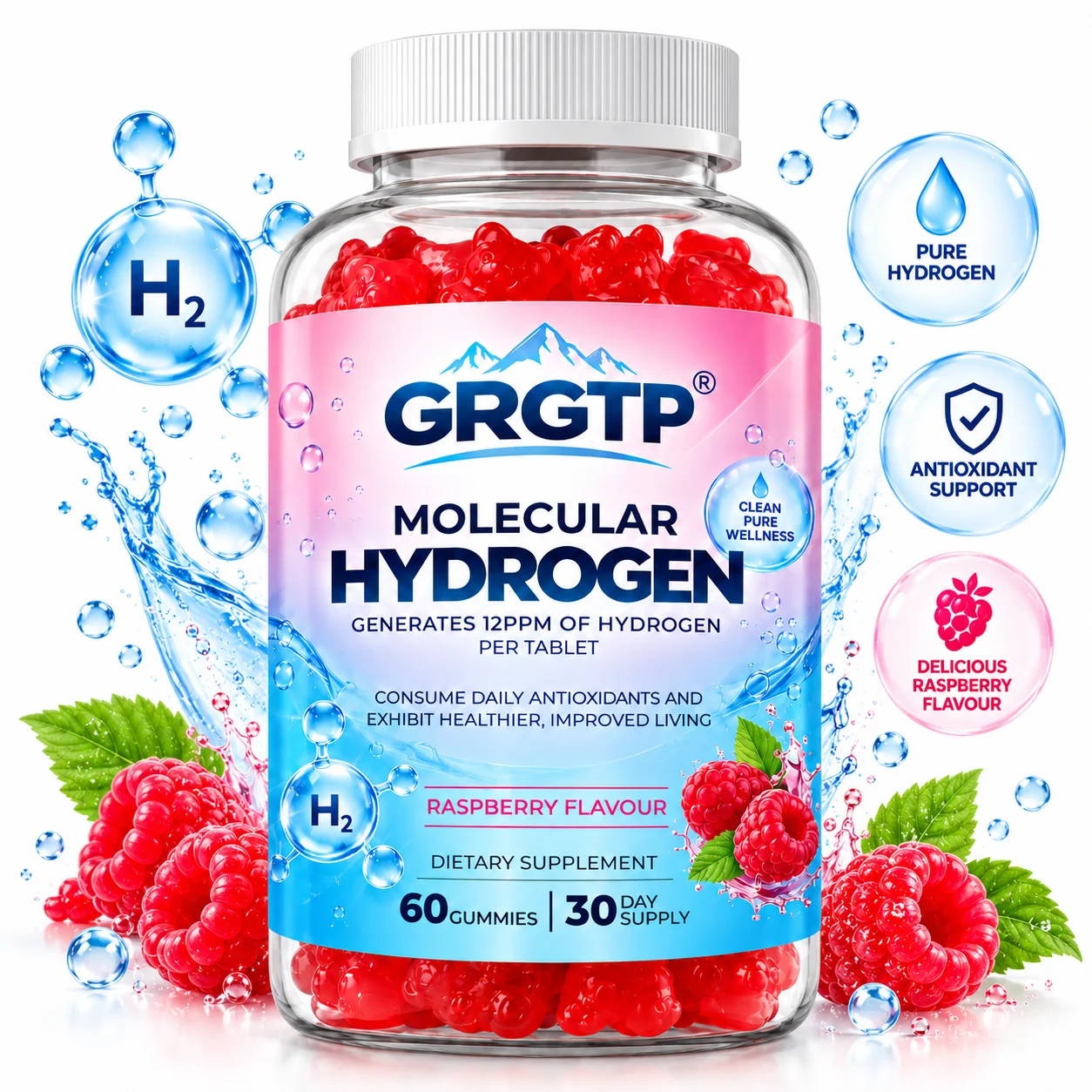 Molecular Hydrogen Gummies - Antioxidant, Supports Overall Wellness and Balance, Boost Cellular Vitality and Energy Levels