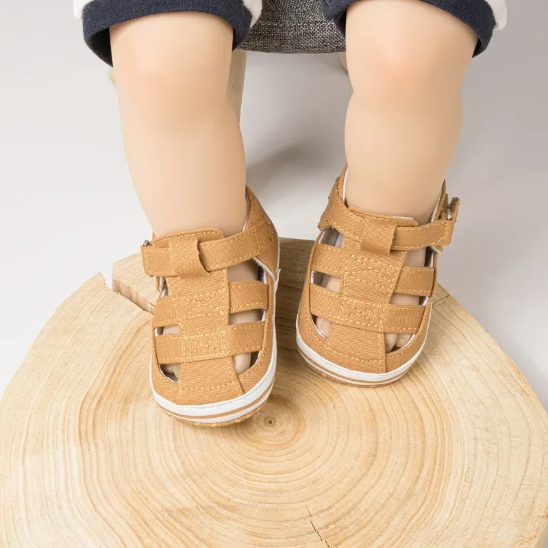 Baby Sandals Summer Infant Boy Girl PU Soft Bottom Sole Non-Slip First Walker Shoes Solid Color Toddler Outdoor Beach Shoes