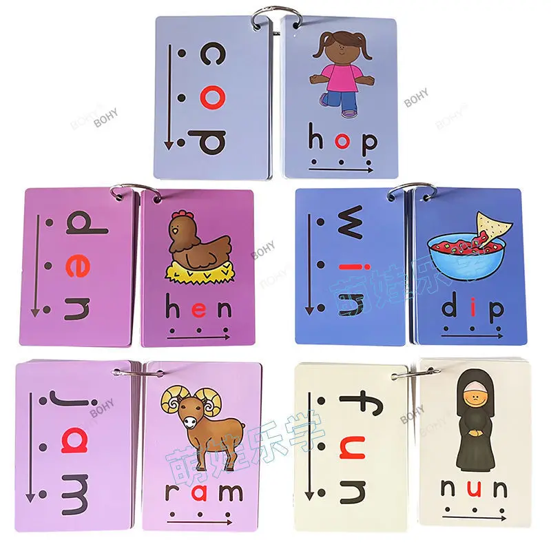 

131 cards Phonics CVC Words flashcards Sight Word Flash Cards Toddler Kindergarten Preschool Educational Learning Games