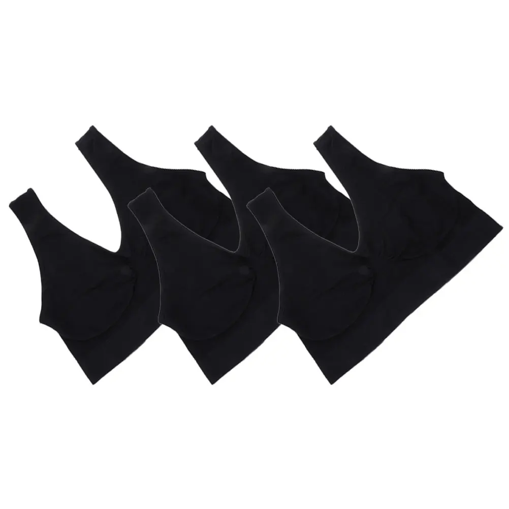 

3 Pcs Yoga Sports Bra Seamless Women Bras Workout Running Vest Black S Size Nylon Wirefree Fitness Underwear For Women